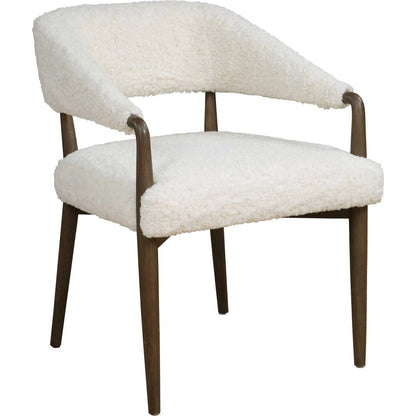 Austell Shearling Dining Chair by Uttermost in brown, white and dark. Made from rubber wood, plywood, foam, fabric in a unique style.