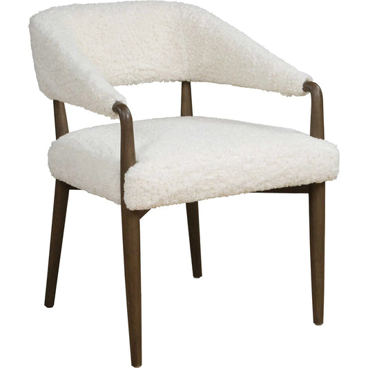 Austell Shearling Dining Chair by Uttermost in brown, white and dark. Made from rubber wood, plywood, foam, fabric in a unique style.