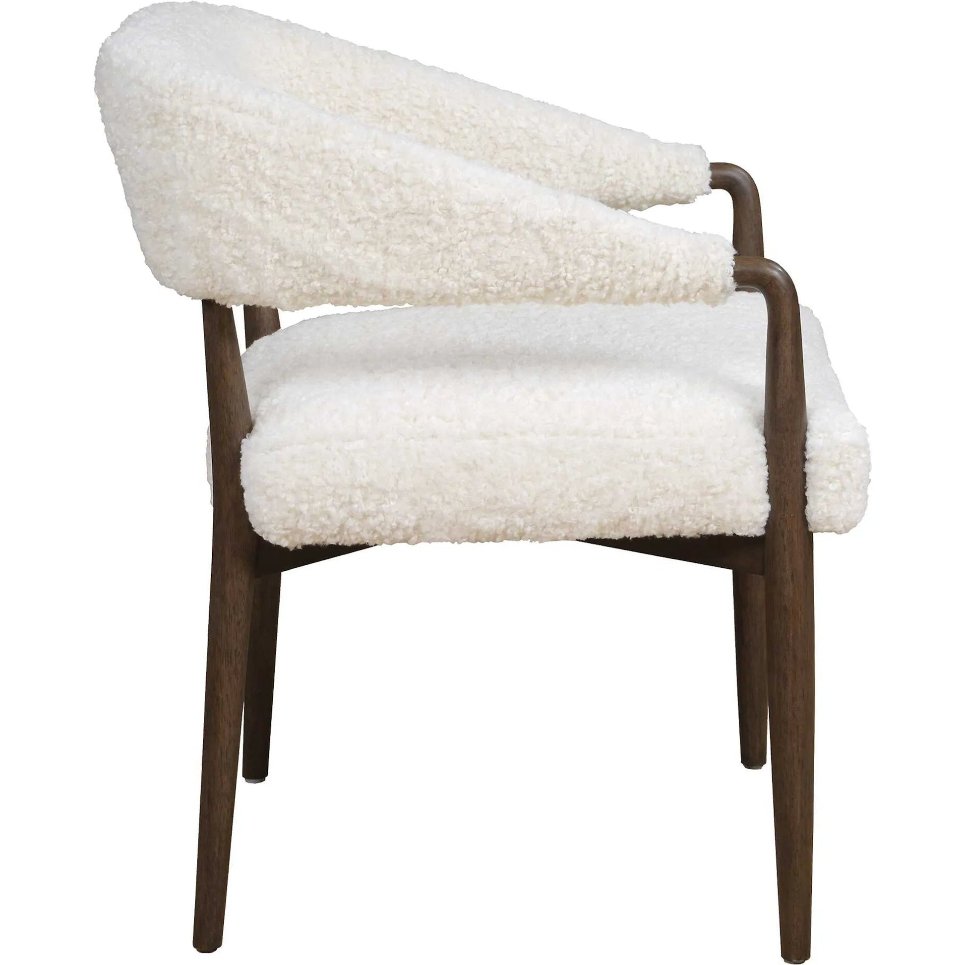Austell Shearling Dining Chair by Uttermost in brown, white and dark. Made from rubber wood, plywood, foam, fabric in a unique style.