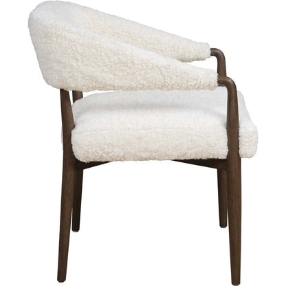 Austell Shearling Dining Chair by Uttermost in brown, white and dark. Made from rubber wood, plywood, foam, fabric in a unique style.