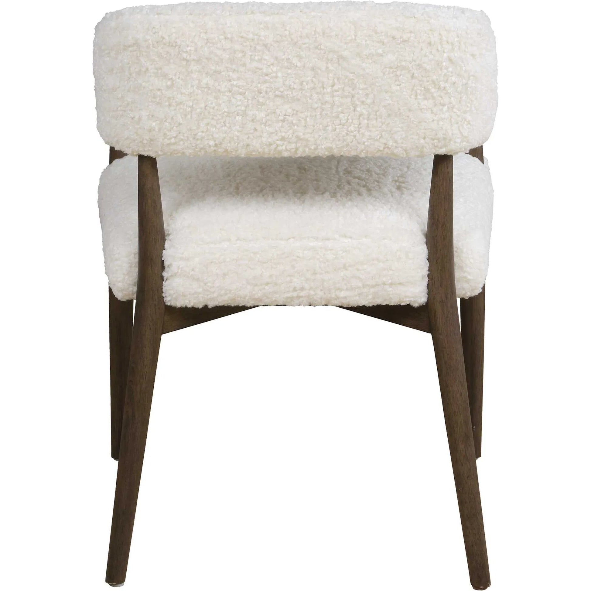 Austell Shearling Dining Chair by Uttermost in brown, white and dark. Made from rubber wood, plywood, foam, fabric in a unique style.