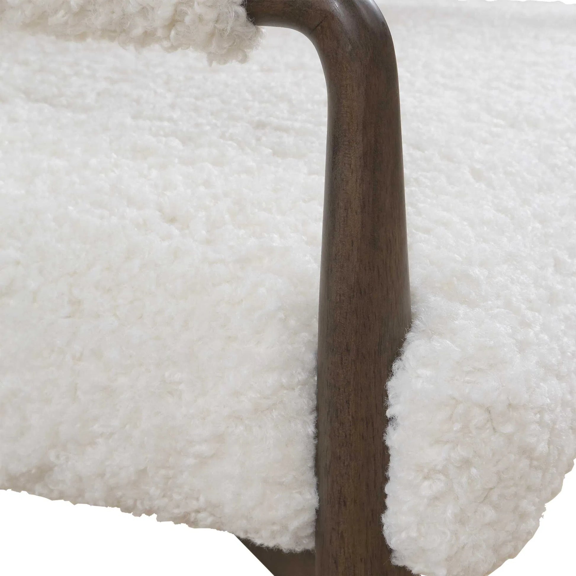 Austell Shearling Dining Chair by Uttermost in brown, white and dark. Made from rubber wood, plywood, foam, fabric in a unique style.