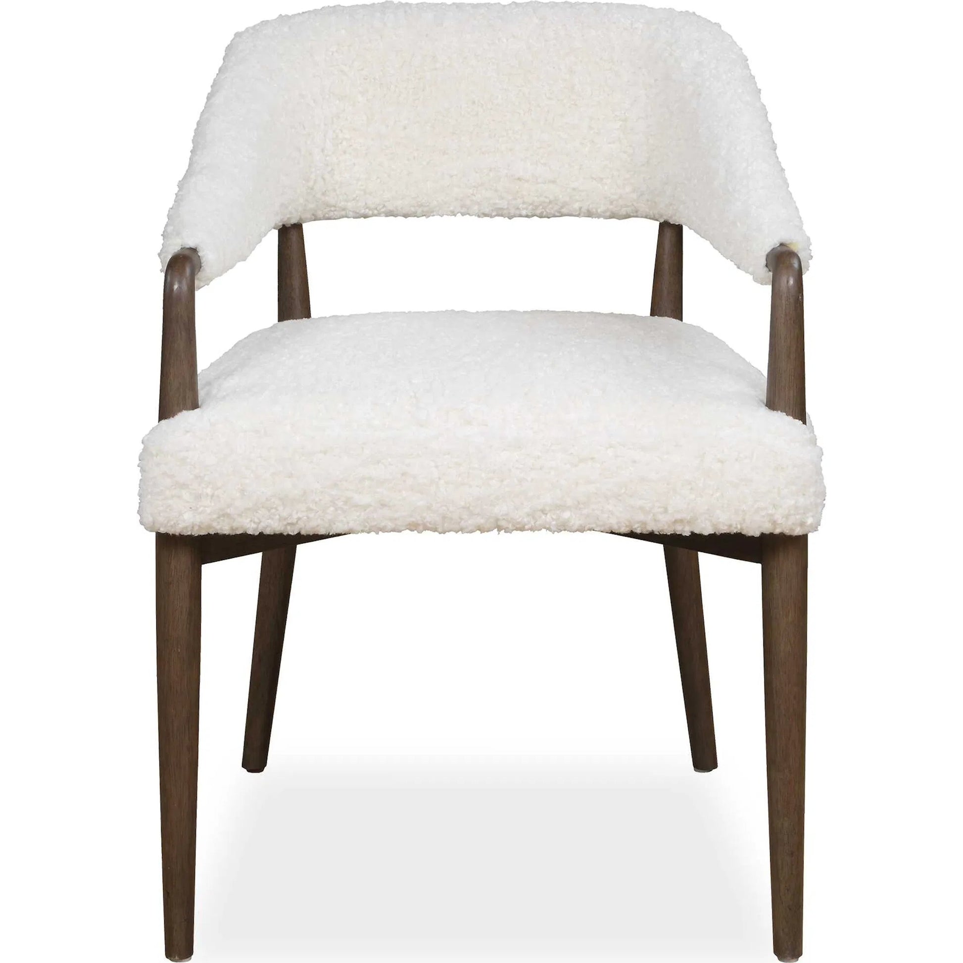 Austell Shearling Dining Chair by Uttermost in brown, white and dark. Made from rubber wood, plywood, foam, fabric in a unique style.
