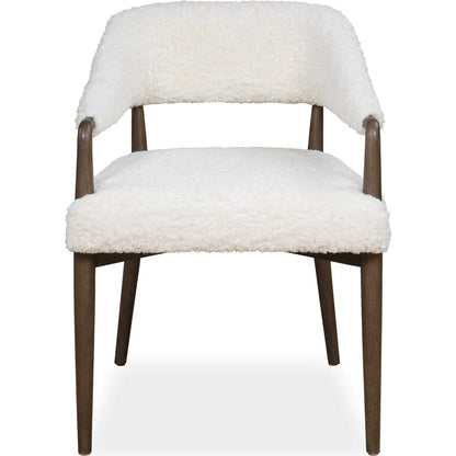 Austell Shearling Dining Chair by Uttermost in brown, white and dark. Made from rubber wood, plywood, foam, fabric in a unique style.