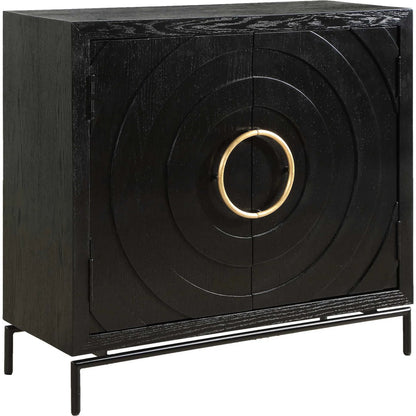 Briseis 2 Door Cabinet by Uttermost in black, brass, gold and gold. Made from fir, mdf, iron, red oak veneer in a unique style.