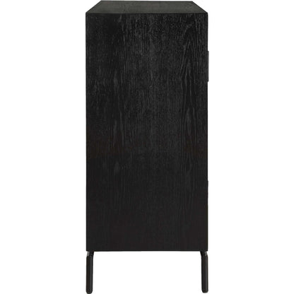Briseis 2 Door Cabinet by Uttermost in black, brass, gold and gold. Made from fir, mdf, iron, red oak veneer in a unique style.