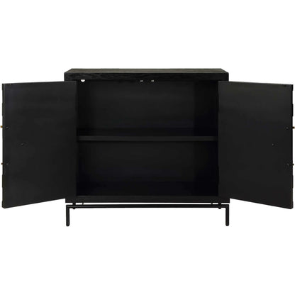 Briseis 2 Door Cabinet by Uttermost in black, brass, gold and gold. Made from fir, mdf, iron, red oak veneer in a unique style.