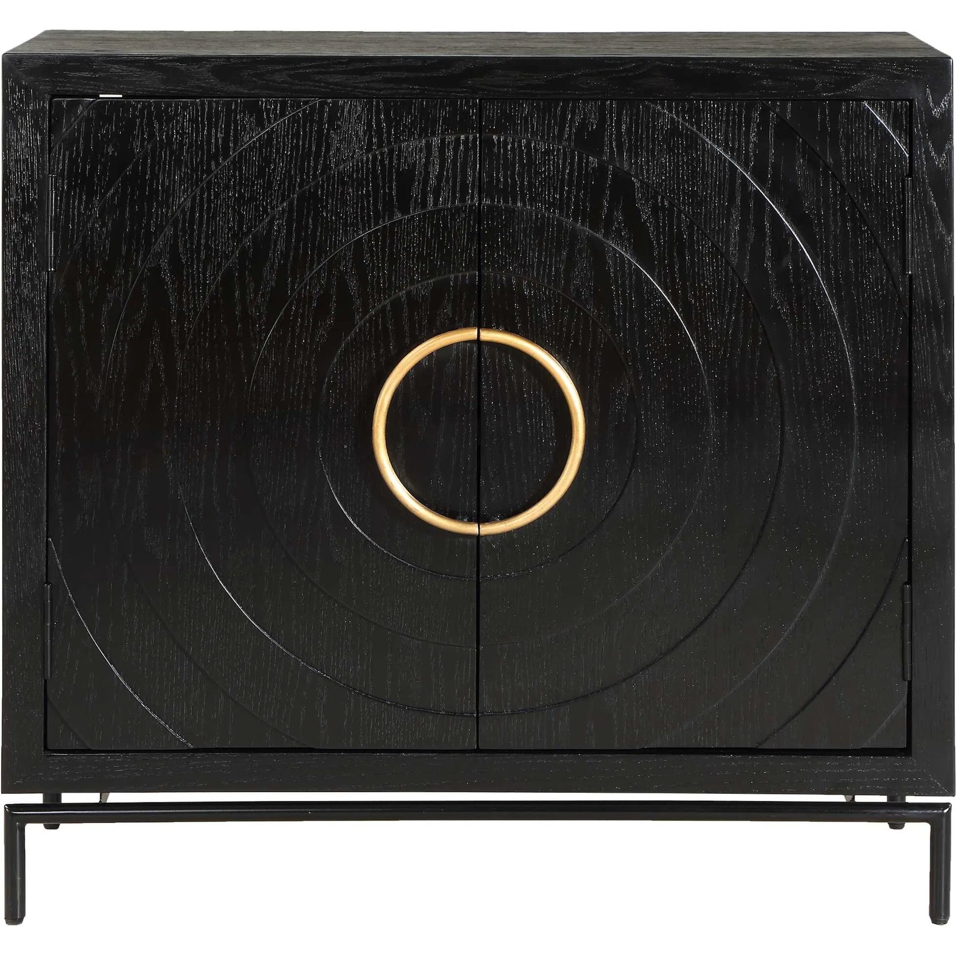 Briseis 2 Door Cabinet by Uttermost in black, brass, gold and gold. Made from fir, mdf, iron, red oak veneer in a unique style.