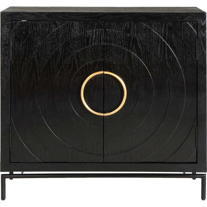 Briseis 2 Door Cabinet by Uttermost in black, brass, gold and gold. Made from fir, mdf, iron, red oak veneer in a unique style.