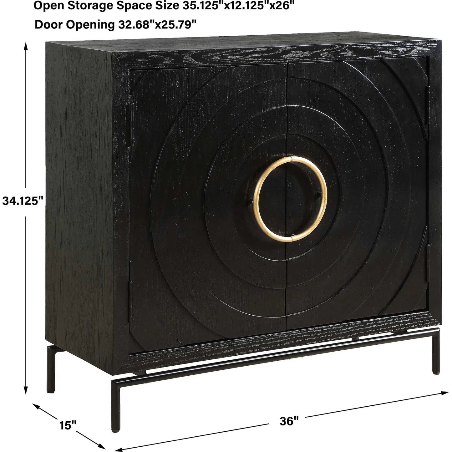 013 SI-2630704 | Unknown | Briseis 2 Door Cabinet by Uttermost in black, brass, gold and gold. Made from fir, mdf, iron, red oak veneer in a unique style.