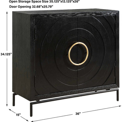 Briseis 2 Door Cabinet by Uttermost in black, brass, gold and gold. Made from fir, mdf, iron, red oak veneer in a unique style.