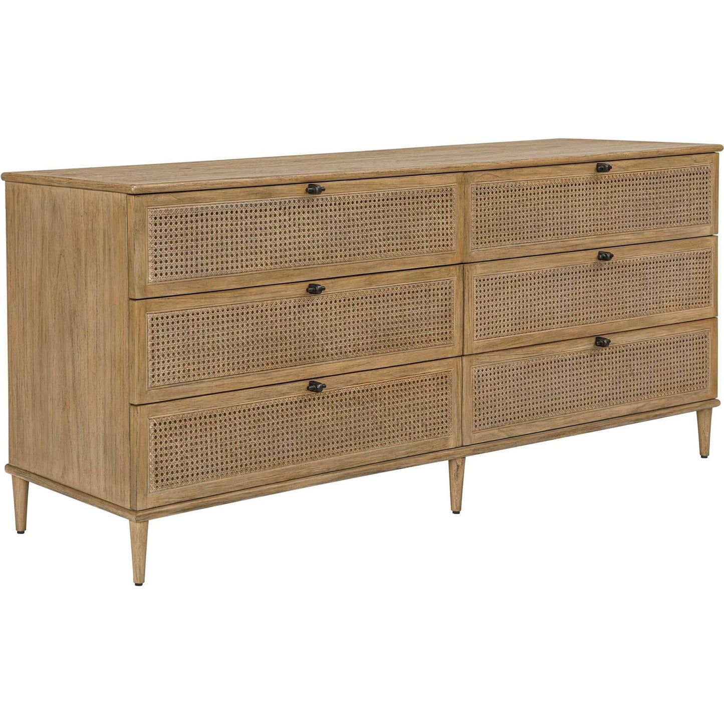 004 SI-2630761 | Primary Silo | Coast 6 Drawer Rattan Chest by Uttermost in woodtone and dark. Made from mindi wood, mdf mindi veneer, rattan in a unique style.