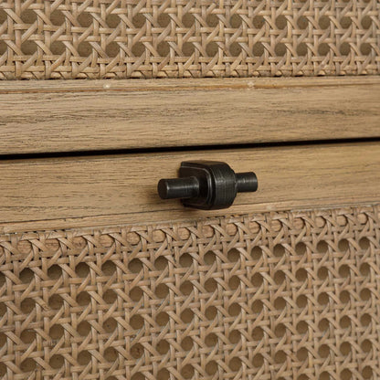 Coast 6 Drawer Rattan Chest by Uttermost in woodtone and dark. Made from mindi wood, mdf mindi veneer, rattan in a unique style.