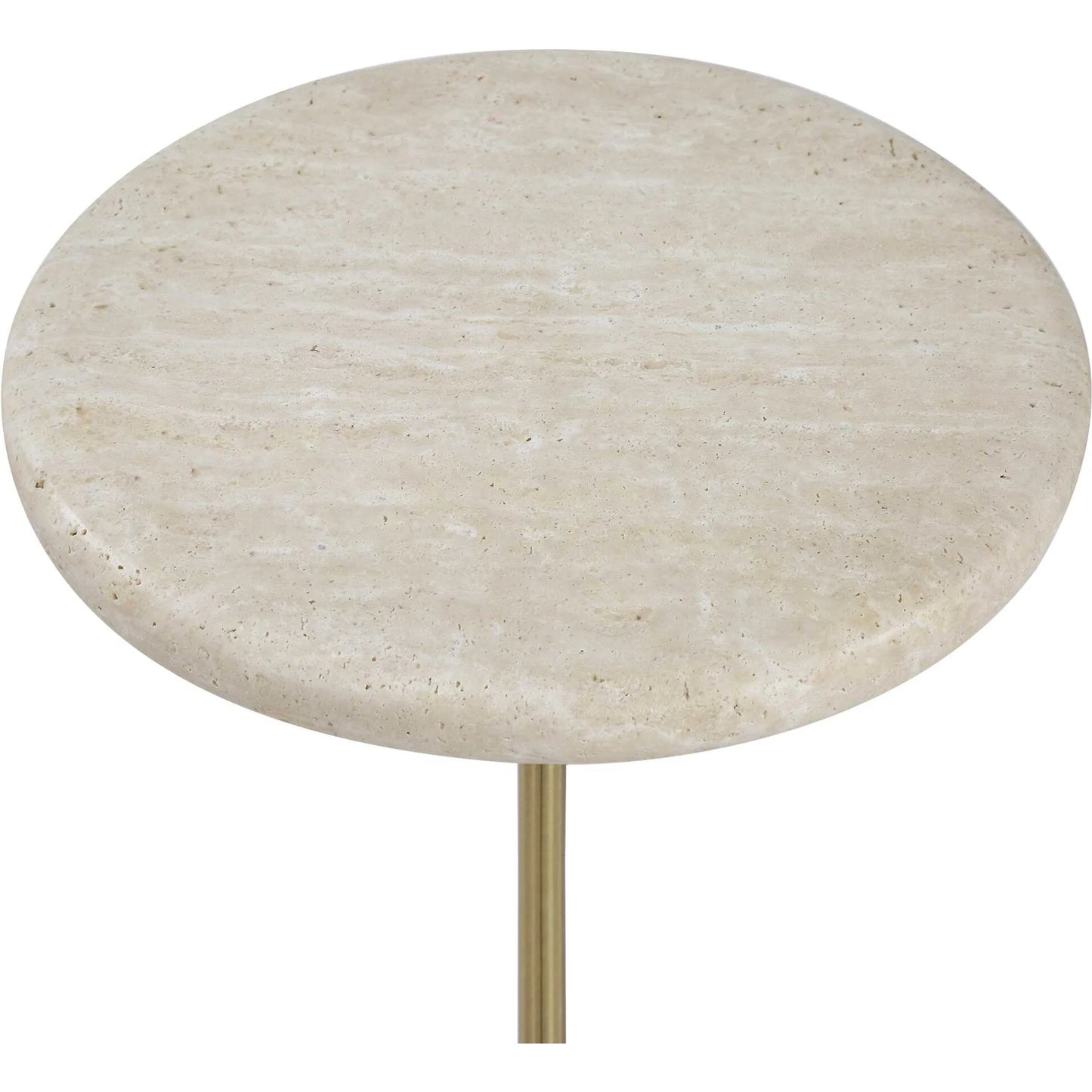 004 SI-2630754 | Unknown | Adames Travertine Drink Table by Uttermost in brass, white and brass. Made from travertine, metal in a unique style.