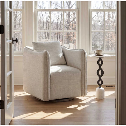 Ila Round Drink Table by Uttermost in bronze, white and dark. Made from marble, iron in a unique style.