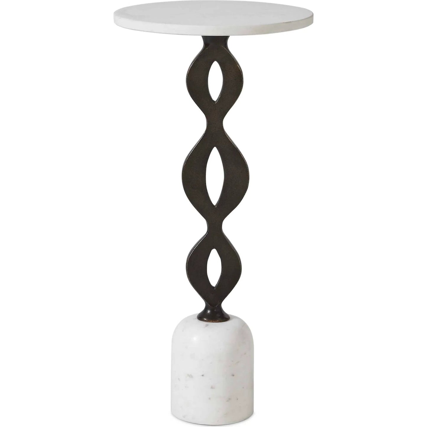 000 SI-2630760 | Primary Silo | Ila Round Drink Table by Uttermost in bronze, white and dark. Made from marble, iron in a unique style.