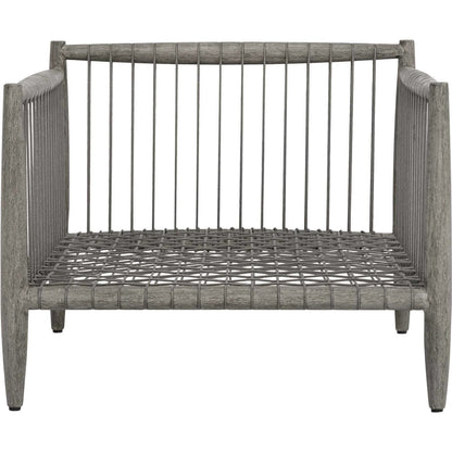 Borneo Indoor/Outdoor Lounge Chair by Uttermost in gray and dark. Made from mahogany wood, rope ole r13 dia, fabric sunbrella nuance dove in a unique style.