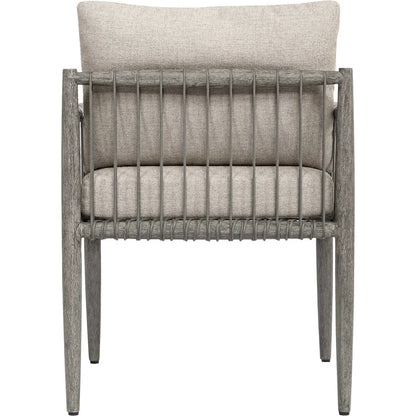 Borneo Indoor/Outdoor Dining Chair by Uttermost in gray and dark. Made from mahogany wood, rope ole r13 dia, fabric sunbrella nuance dove in a unique style.