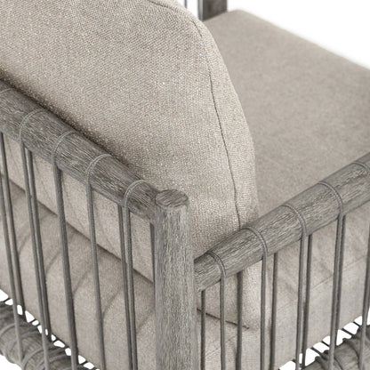 Borneo Indoor/Outdoor Dining Chair by Uttermost in gray and dark. Made from mahogany wood, rope ole r13 dia, fabric sunbrella nuance dove in a unique style.