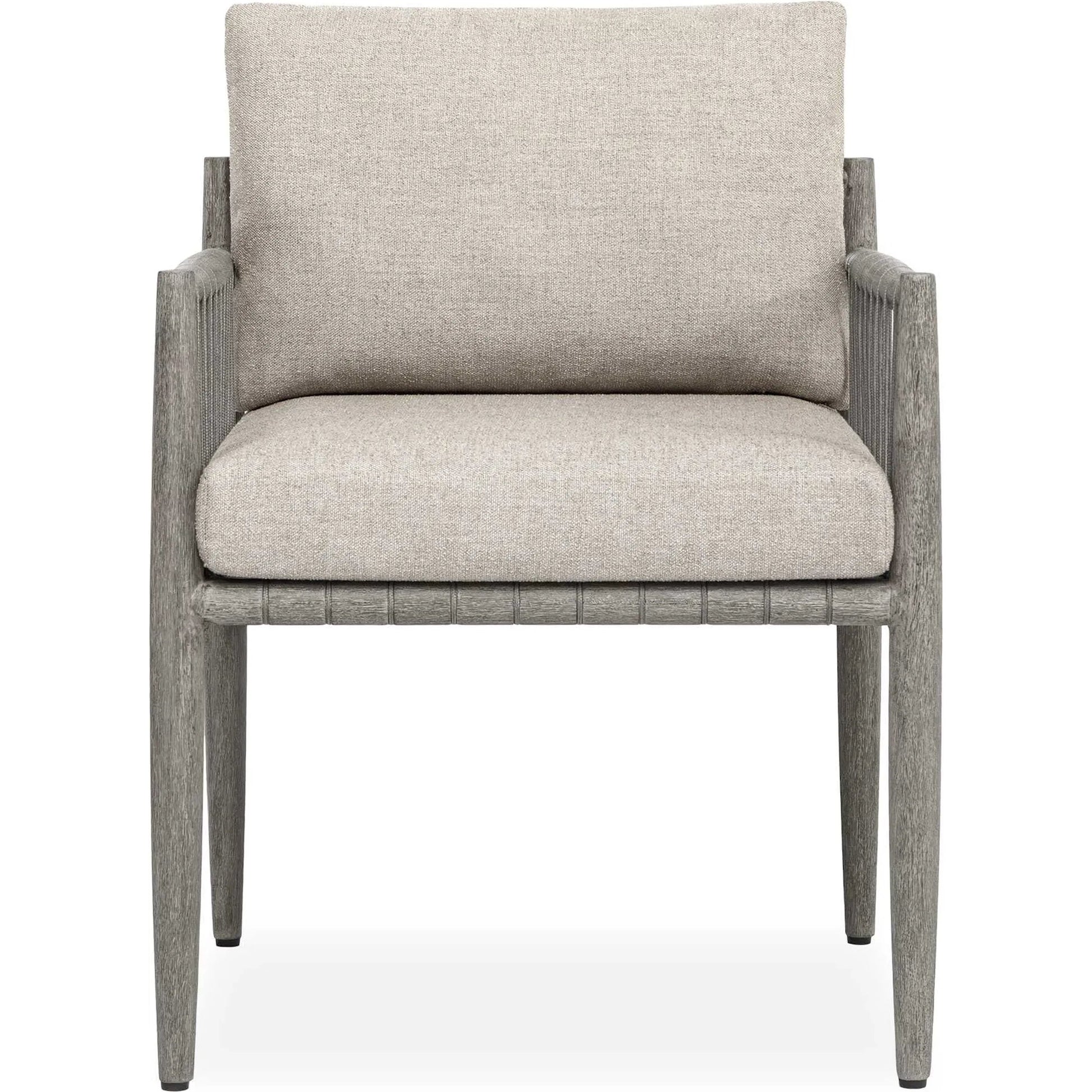 Borneo Indoor/Outdoor Dining Chair by Uttermost in gray and dark. Made from mahogany wood, rope ole r13 dia, fabric sunbrella nuance dove in a unique style.