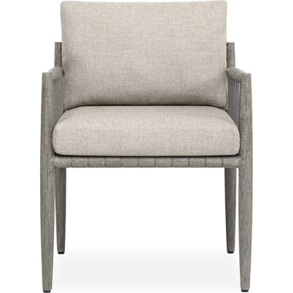 Borneo Indoor/Outdoor Dining Chair by Uttermost in gray and dark. Made from mahogany wood, rope ole r13 dia, fabric sunbrella nuance dove in a unique style.