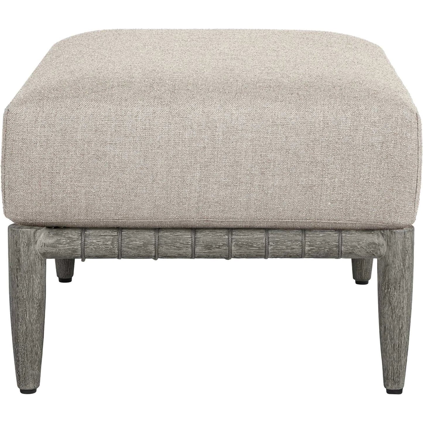 002 SI-2630810 | Closeup | Borneo Indoor/Outdoor Ottoman by Uttermost in gray and dark. Made from mahogany wood, rope ole r13 dia, fabric sunbrella nuance dove in a unique style.