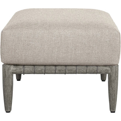 Borneo Indoor/Outdoor Ottoman by Uttermost in gray and dark. Made from mahogany wood, rope ole r13 dia, fabric sunbrella nuance dove in a unique style.