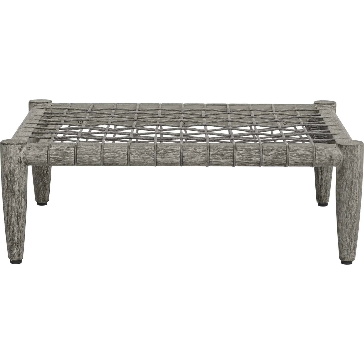 004 SI-2630810 | Unknown | Borneo Indoor/Outdoor Ottoman by Uttermost in gray and dark. Made from mahogany wood, rope ole r13 dia, fabric sunbrella nuance dove in a unique style.