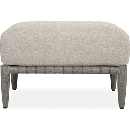 Borneo Indoor/Outdoor Ottoman by Uttermost in gray and dark. Made from mahogany wood, rope ole r13 dia, fabric sunbrella nuance dove in a unique style.