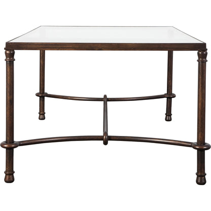 Warring Iron Coffee Table by Uttermost in iron. Made from metal, tempered glass in a cottage & farmhouse style.
