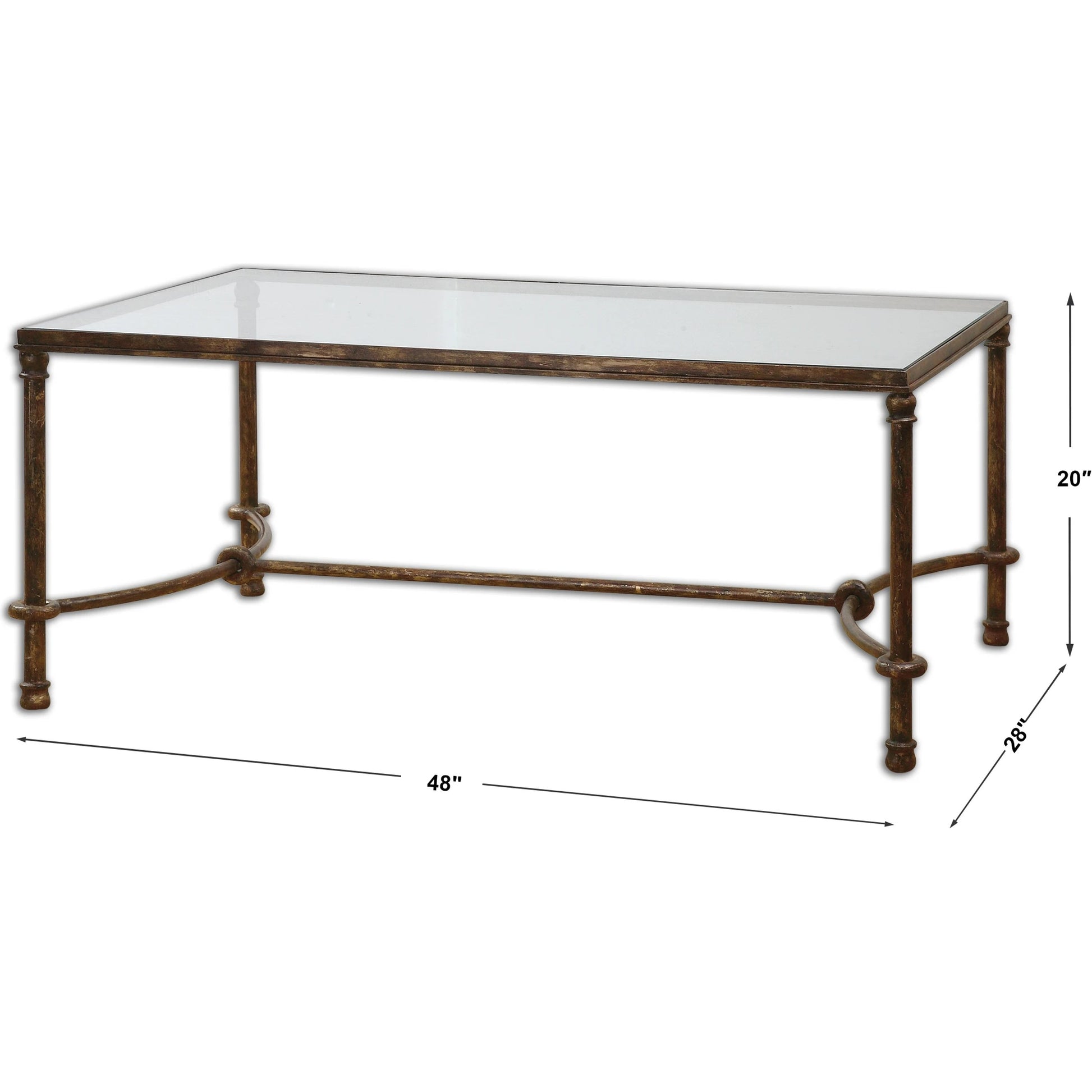 Warring Iron Coffee Table by Uttermost in iron. Made from metal, tempered glass in a cottage & farmhouse style.