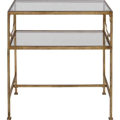 Genell Side Table by Uttermost. Made from metal, tempered glass in a modern style.