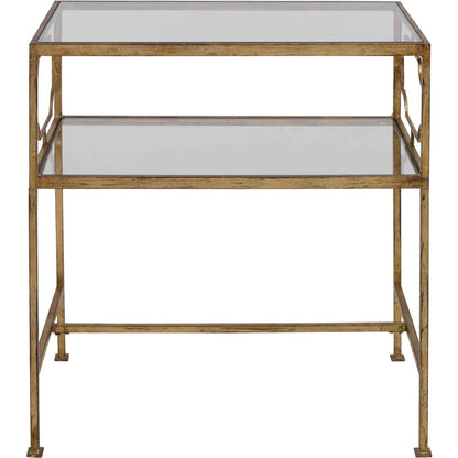 Genell Side Table by Uttermost. Made from metal, tempered glass in a modern style.