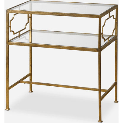Genell Side Table by Uttermost. Made from metal, tempered glass in a modern style.
