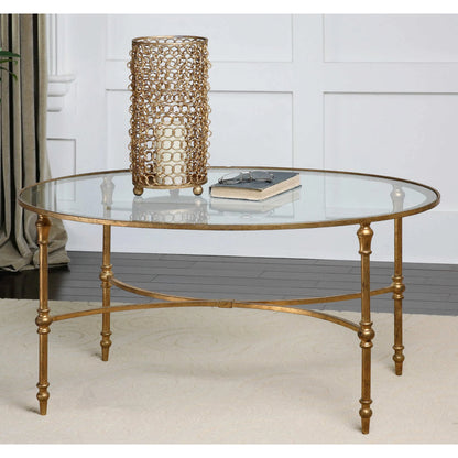 Vitya Glass Coffee Table by Uttermost. Made from metal, tempered glass in a modern style.
