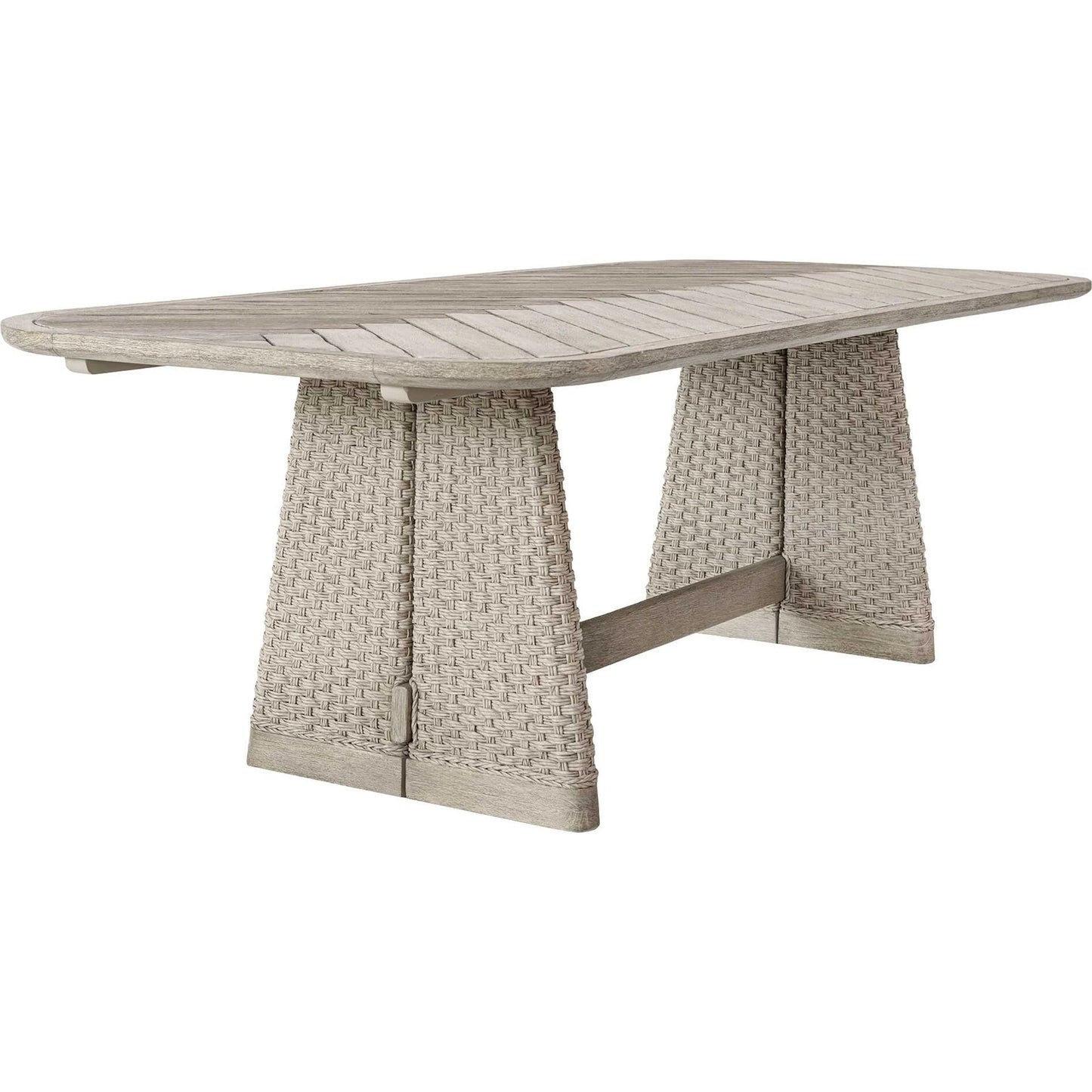 001 SI-2630763 | Additional Silo | Harbor Herringbone Indoor/Outdoor Dining Table by Uttermost in brown, woodtone and mahogany. Made from mahogany wood, wicker k-twisted 4.5mm cream white in a unique style.