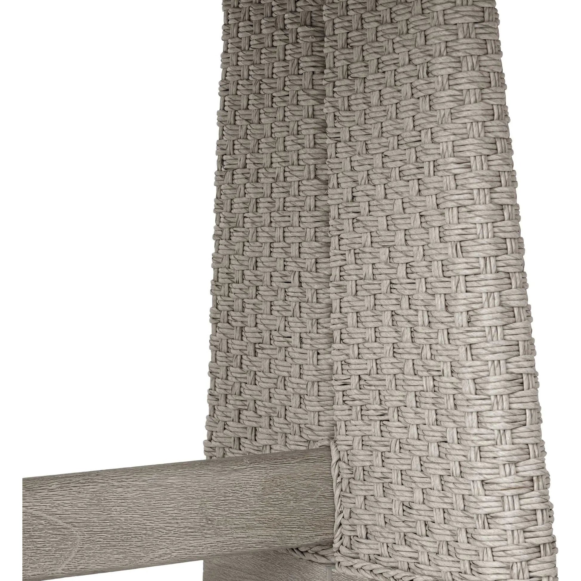 Harbor Herringbone Indoor/Outdoor Dining Table by Uttermost in brown, woodtone and mahogany. Made from mahogany wood, wicker k-twisted 4.5mm cream white in a unique style.