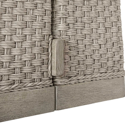 Harbor Herringbone Indoor/Outdoor Dining Table by Uttermost in brown, woodtone and mahogany. Made from mahogany wood, wicker k-twisted 4.5mm cream white in a unique style.