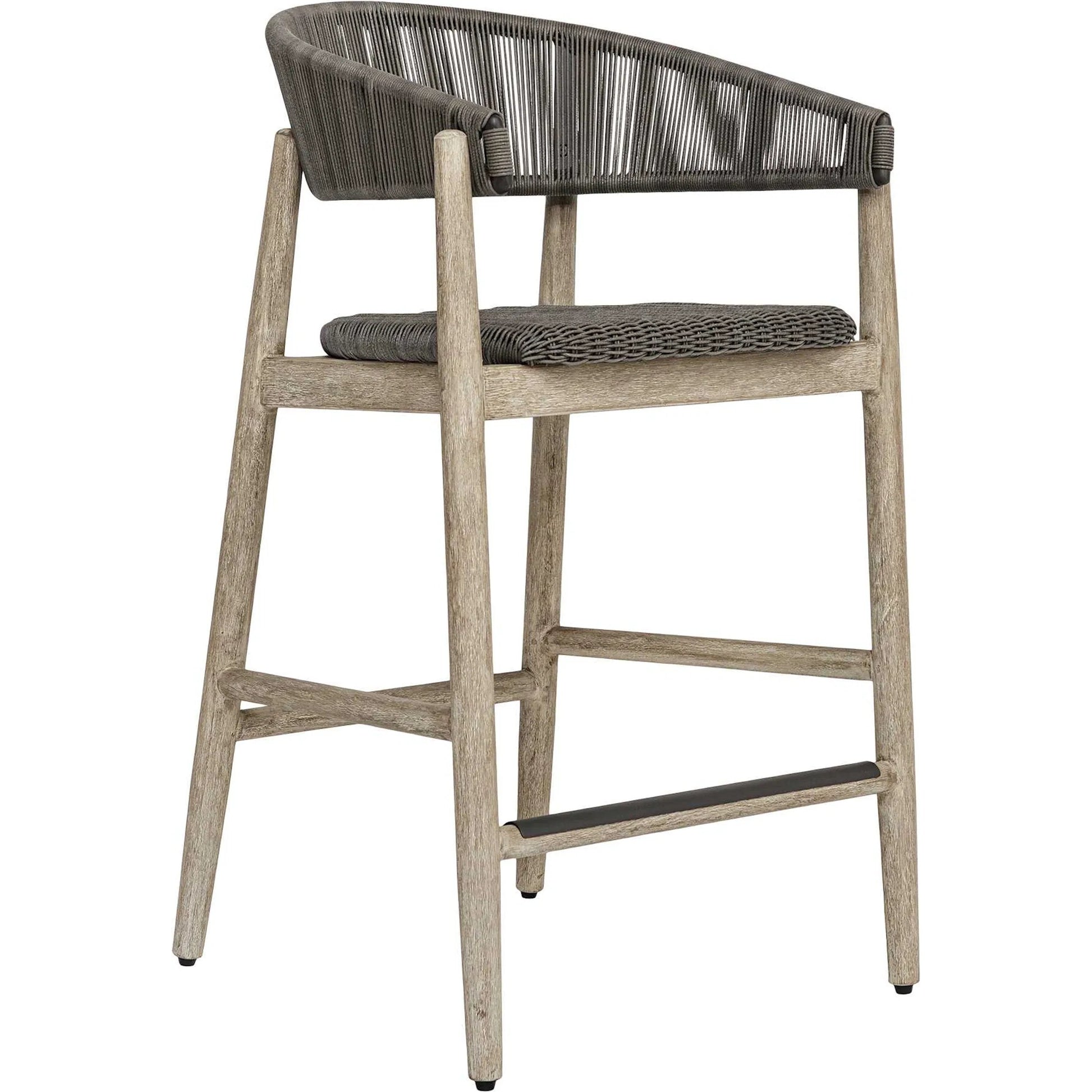Dermott Indoor/Outdoor Counter Stool by Uttermost in brown and mahogany. Made from mahogany wood, wicker k-rod tera brown 3mm in a unique style.