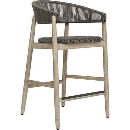 Dermott Indoor/Outdoor Counter Stool by Uttermost in brown and mahogany. Made from mahogany wood, wicker k-rod tera brown 3mm in a unique style.