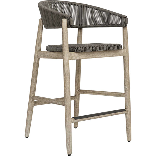Dermott Indoor/Outdoor Counter Stool by Uttermost in brown and mahogany. Made from mahogany wood, wicker k-rod tera brown 3mm in a unique style.