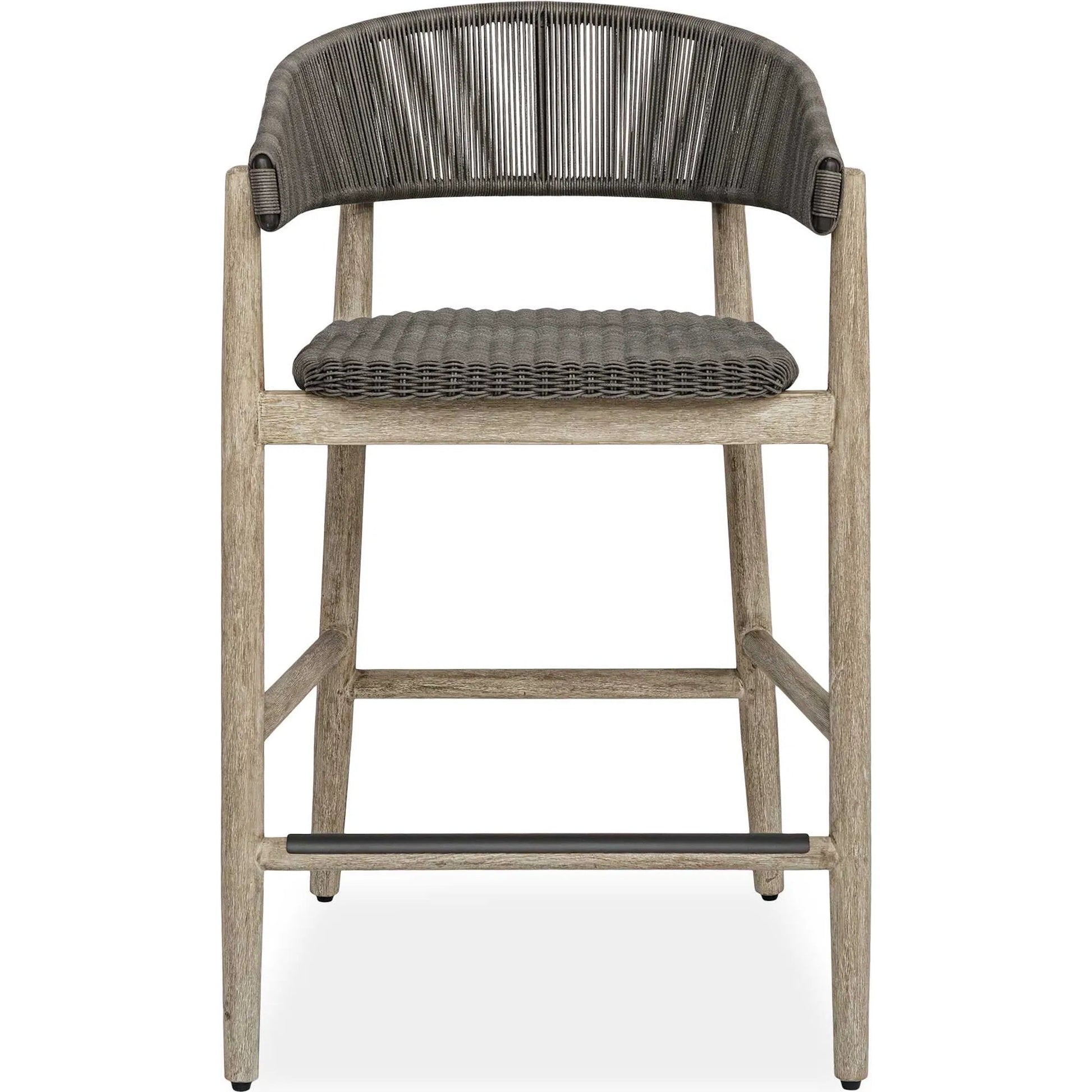 Dermott Indoor/Outdoor Counter Stool by Uttermost in brown and mahogany. Made from mahogany wood, wicker k-rod tera brown 3mm in a unique style.