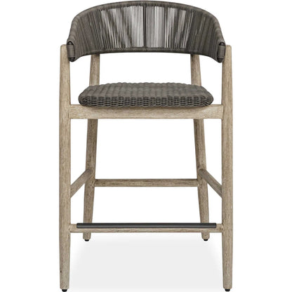Dermott Indoor/Outdoor Counter Stool by Uttermost in brown and mahogany. Made from mahogany wood, wicker k-rod tera brown 3mm in a unique style.