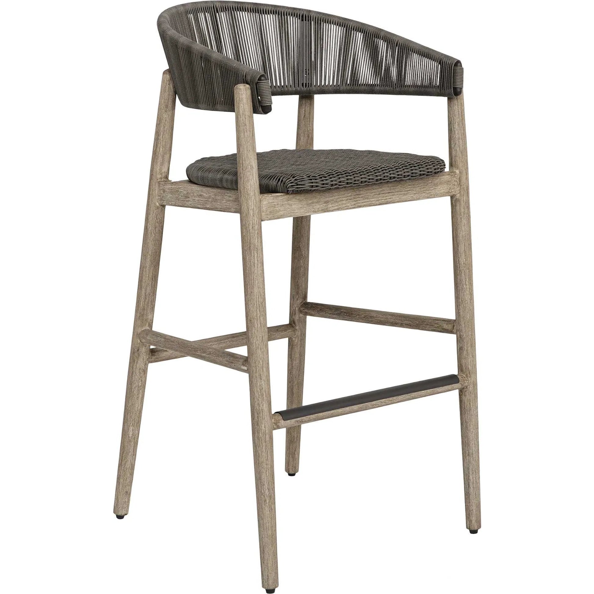 Dermott Indoor/Outdoor Bar Stool by Uttermost in brown and mahogany. Made from mahogany wood, wicker k-rod tera brown 3mm in a unique style.