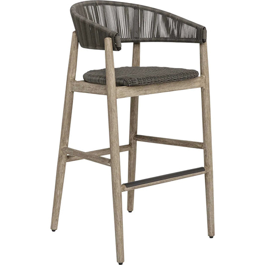 Dermott Indoor/Outdoor Bar Stool by Uttermost in brown and mahogany. Made from mahogany wood, wicker k-rod tera brown 3mm in a unique style.