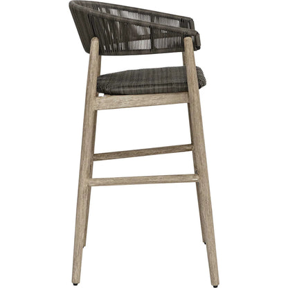 Dermott Indoor/Outdoor Bar Stool by Uttermost in brown and mahogany. Made from mahogany wood, wicker k-rod tera brown 3mm in a unique style.