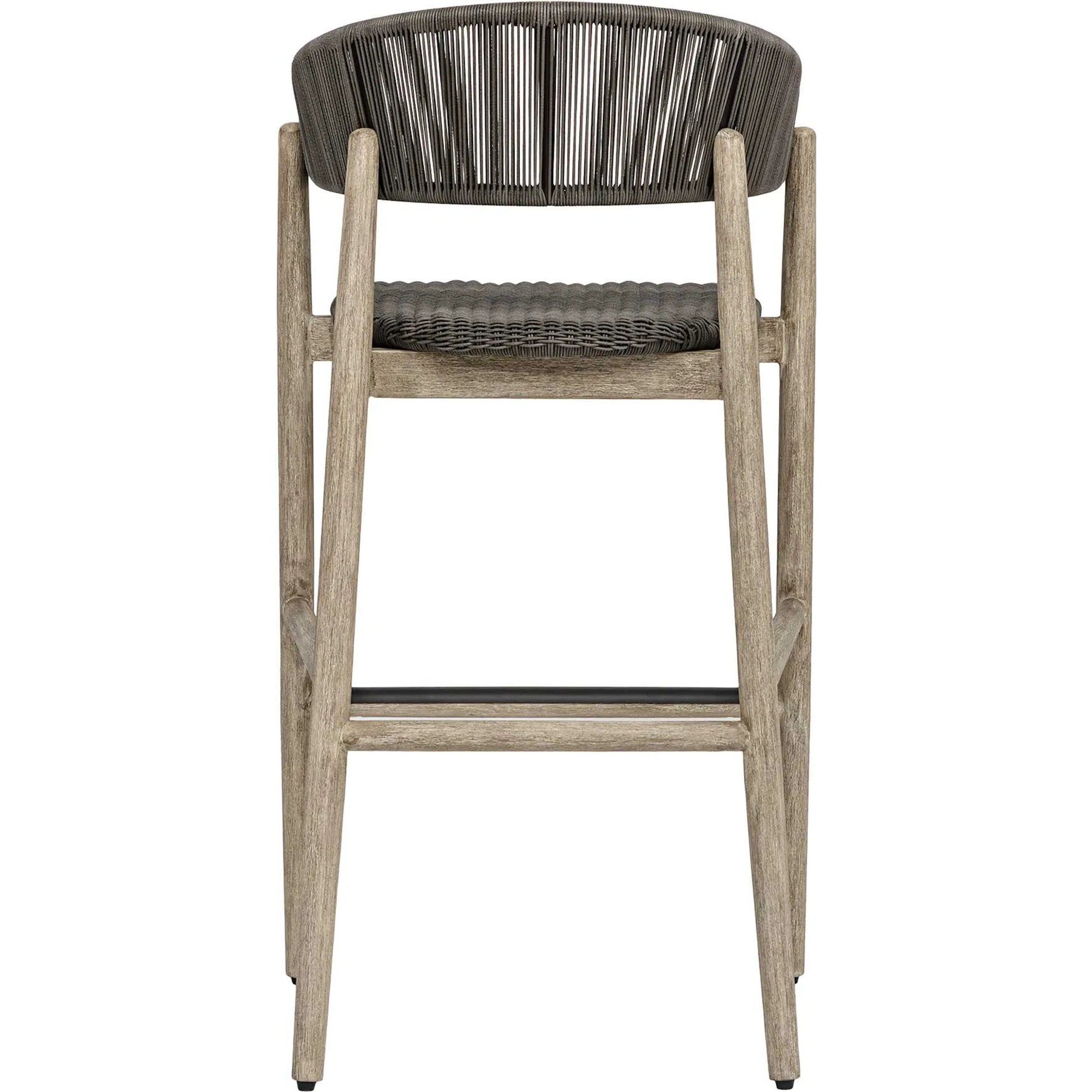 Dermott Indoor/Outdoor Bar Stool by Uttermost in brown and mahogany. Made from mahogany wood, wicker k-rod tera brown 3mm in a unique style.