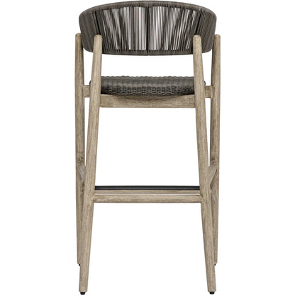 Dermott Indoor/Outdoor Bar Stool by Uttermost in brown and mahogany. Made from mahogany wood, wicker k-rod tera brown 3mm in a unique style.