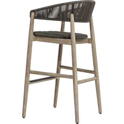 Dermott Indoor/Outdoor Bar Stool by Uttermost in brown and mahogany. Made from mahogany wood, wicker k-rod tera brown 3mm in a unique style.