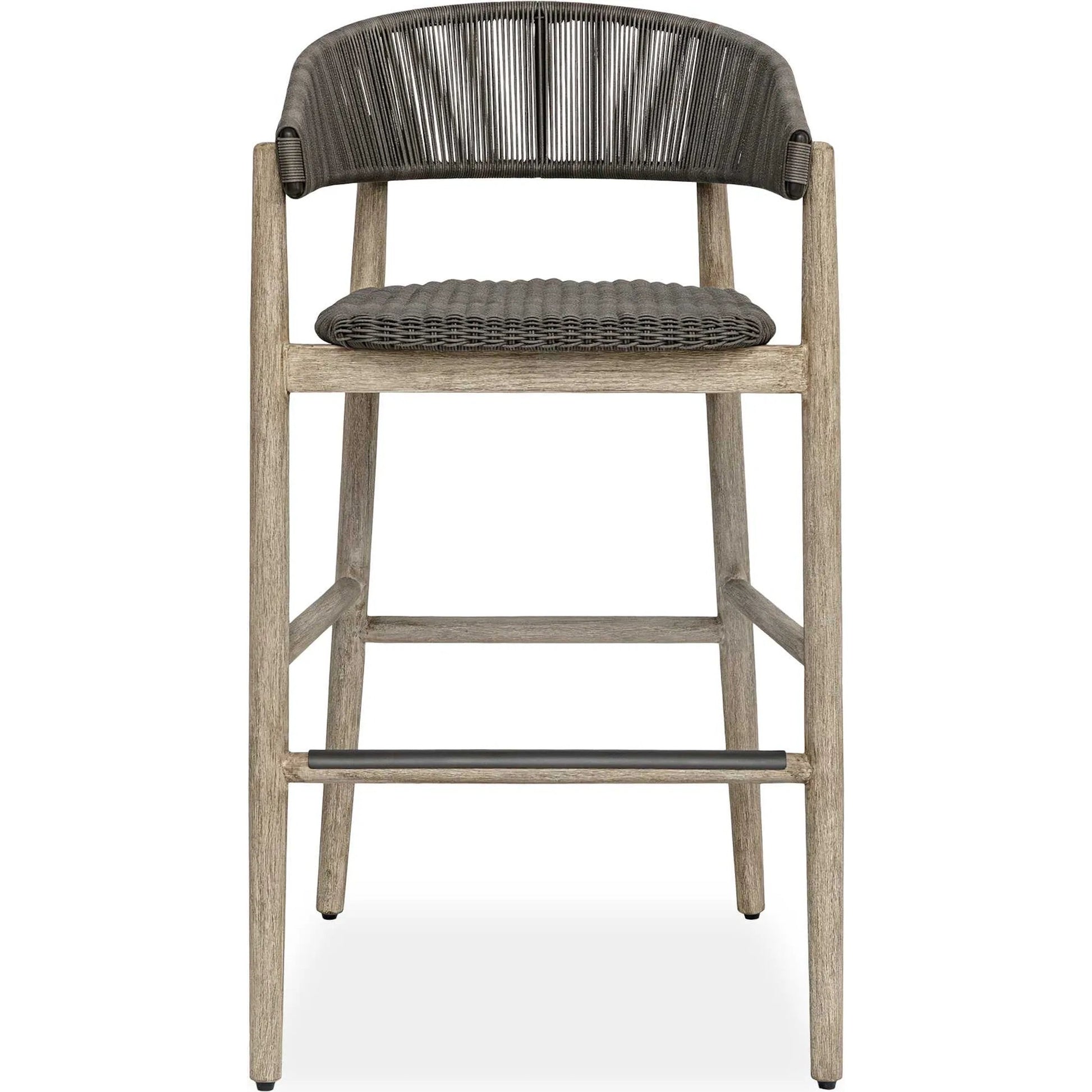 Dermott Indoor/Outdoor Bar Stool by Uttermost in brown and mahogany. Made from mahogany wood, wicker k-rod tera brown 3mm in a unique style.